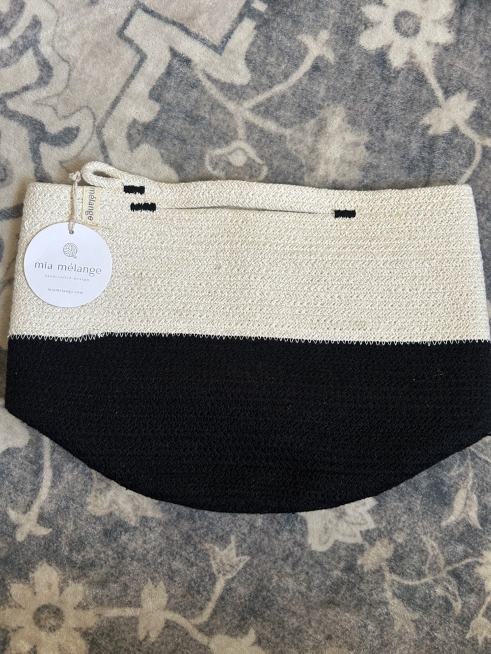 Mia Melange Two-Tone Knit Bag - Cream & Black